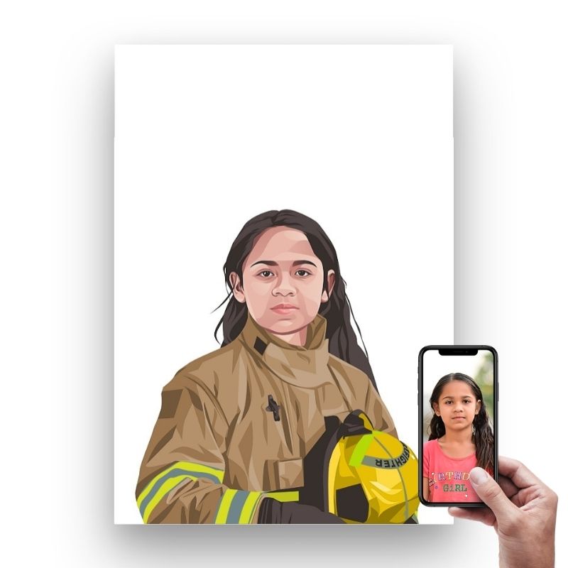 Custom print of child firefighter